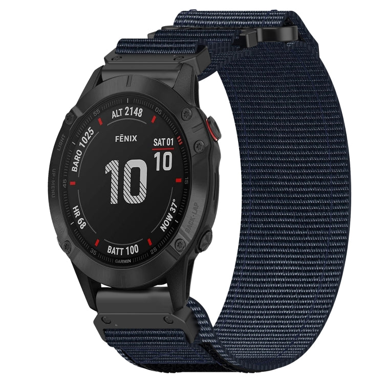 For Garmin Fenix 6 22mm Nylon Hook And Loop Fastener Watch Band(Blue) - Watch Bands by PMC Jewellery | Online Shopping South Africa | PMC Jewellery