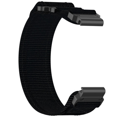 For Garmin Fenix 5 22mm Nylon Hook And Loop Fastener Watch Band(Black) - Watch Bands by PMC Jewellery | Online Shopping South Africa | PMC Jewellery