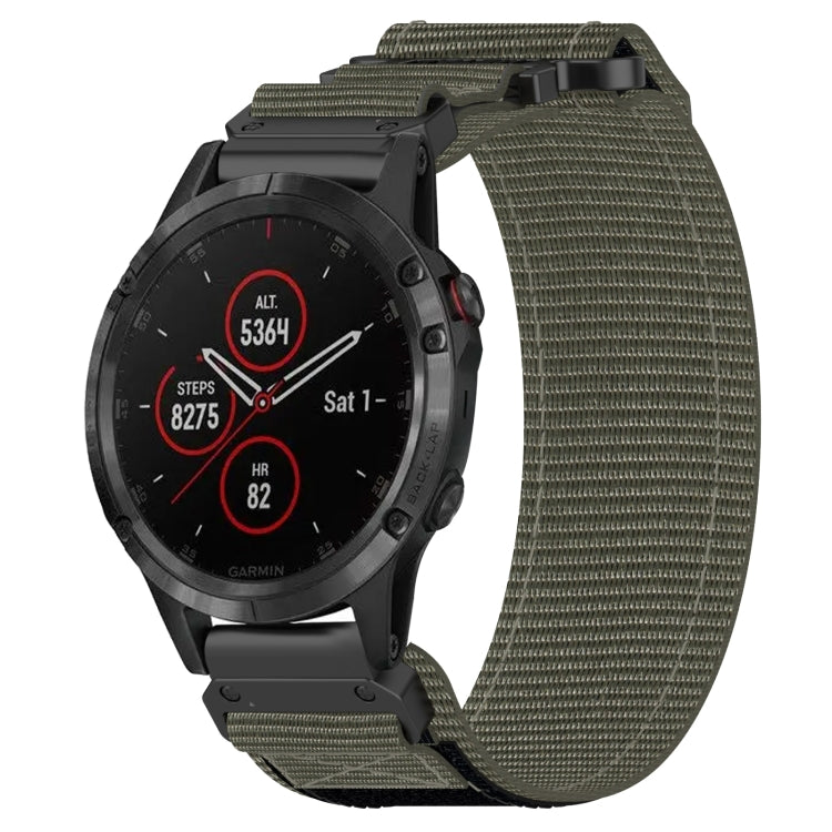 For Garmin Fenix 5 22mm Nylon Hook And Loop Fastener Watch Band(Grey) - Watch Bands by PMC TechLife | Online Shopping South Africa | PMC TechLife
