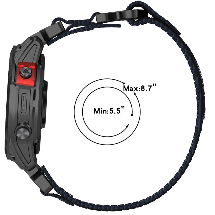 For Garmin Fenix 5 Plus 22mm Nylon Hook And Loop Fastener Watch Band(Black) - Watch Bands by PMC Jewellery | Online Shopping South Africa | PMC Jewellery