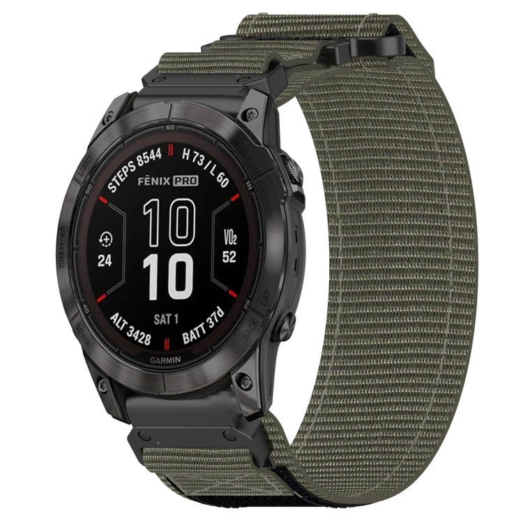 For Garmin Fenix 7X Pro 51mm 26mm Nylon Hook And Loop Fastener Watch Band(Grey) - Watch Bands by PMC Jewellery | Online Shopping South Africa | PMC Jewellery | Buy Now Pay Later Mobicred