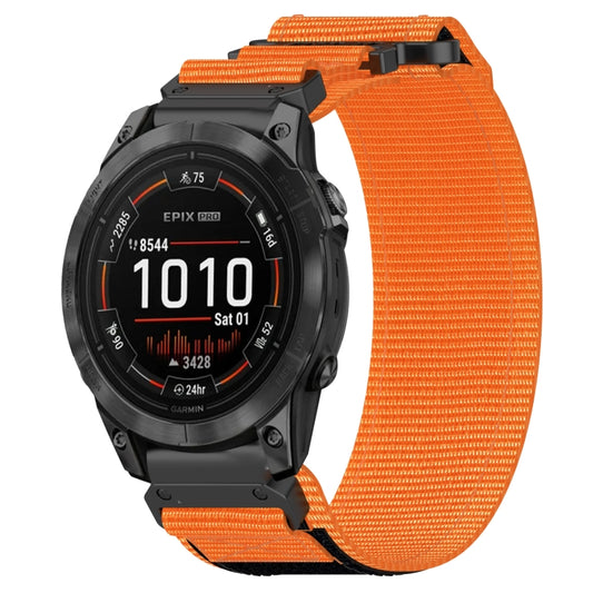 For Garmin Epix Pro 51mm 26mm Nylon Hook And Loop Fastener Watch Band(Orange) - Watch Bands by PMC Jewellery | Online Shopping South Africa | PMC Jewellery