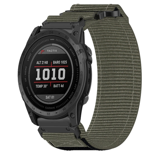 For Garmin Tactix 7 Pro 26mm Nylon Hook And Loop Fastener Watch Band(Grey) - Watch Bands by PMC Jewellery | Online Shopping South Africa | PMC Jewellery