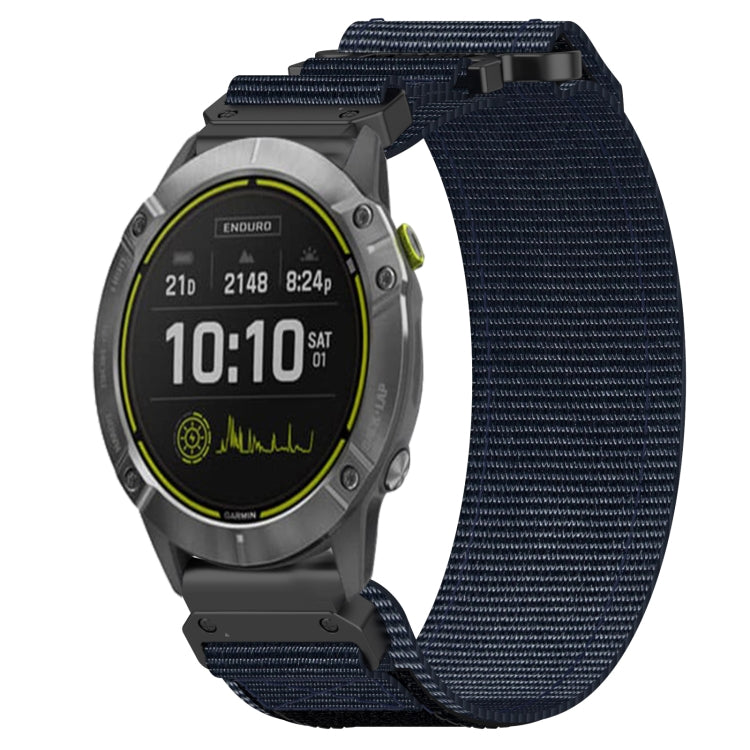 For Garmin Enduro 26mm Nylon Hook And Loop Fastener Watch Band(Blue) - Watch Bands by PMC TechLife | Online Shopping South Africa | PMC TechLife