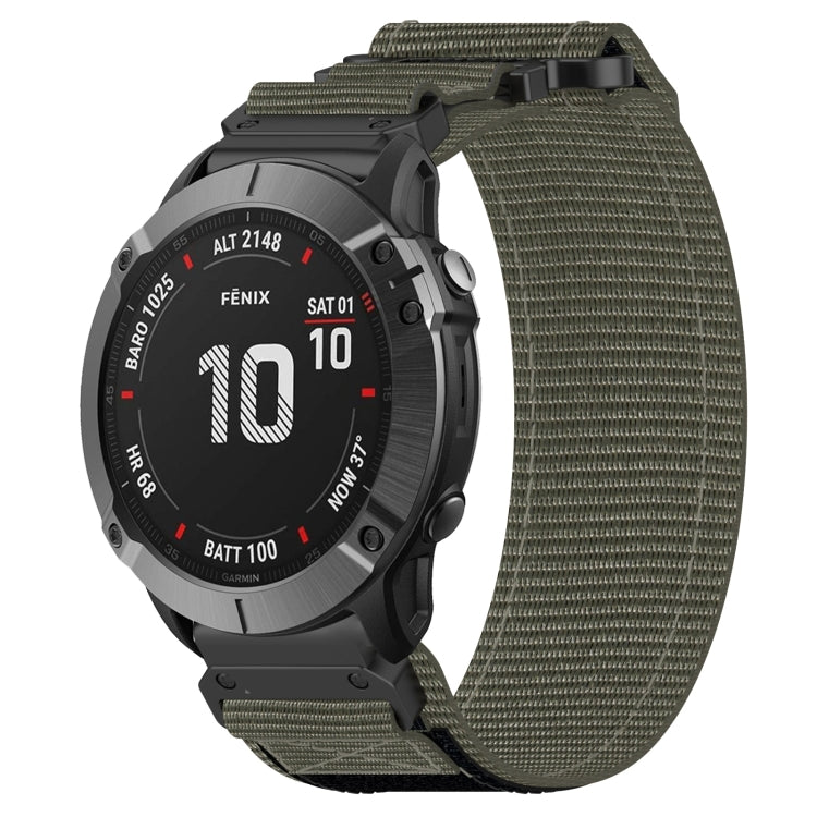For Garmin Fenix 6X 26mm Nylon Hook And Loop Fastener Watch Band(Grey) - Watch Bands by PMC TechLife | Online Shopping South Africa | PMC TechLife | Buy Now Pay Later Mobicred