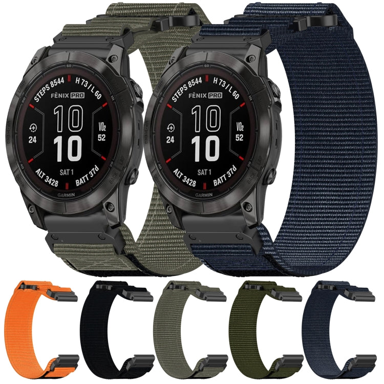 For Garmin Tactix 7 AMOLED 26mm Nylon Hook And Loop Fastener Watch Band(Blue) - Watch Bands by PMC Jewellery | Online Shopping South Africa | PMC Jewellery