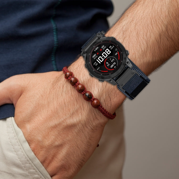 For Garmin Instinct 2X Solar 26mm Nylon Hook And Loop Fastener Watch Band(Black) - Watch Bands by PMC TechLife | Online Shopping South Africa | PMC TechLife