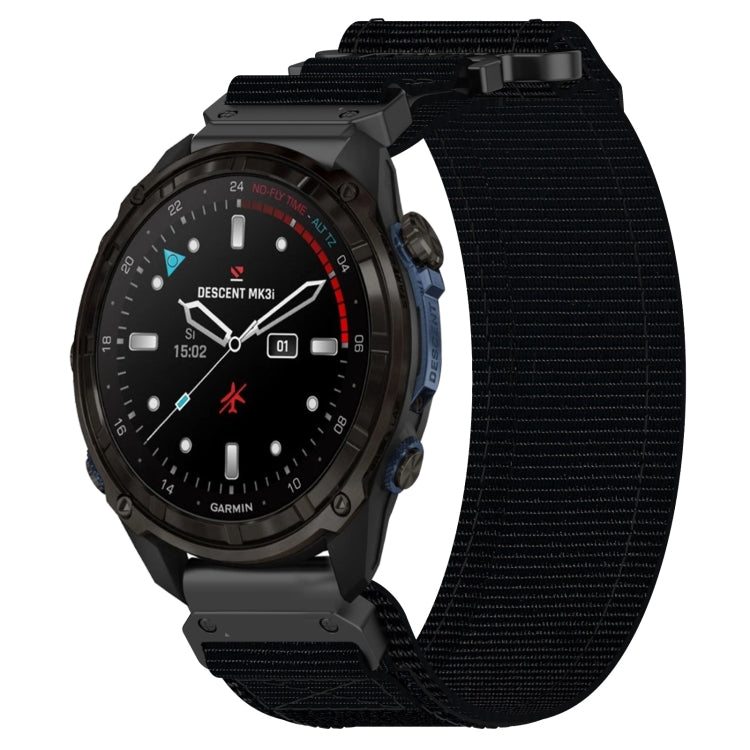 For Garmin Descent Mk3 43mm 20mm Nylon Hook And Loop Fastener Watch Band(Black) - Watch Bands by PMC TechLife | Online Shopping South Africa | PMC TechLife