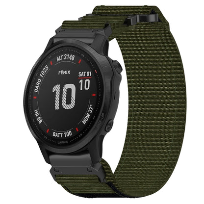 For Garmin Fenix 6S Pro 20mm Nylon Hook And Loop Fastener Watch Band(Army Green) - Watch Bands by PMC Jewellery | Online Shopping South Africa | PMC Jewellery