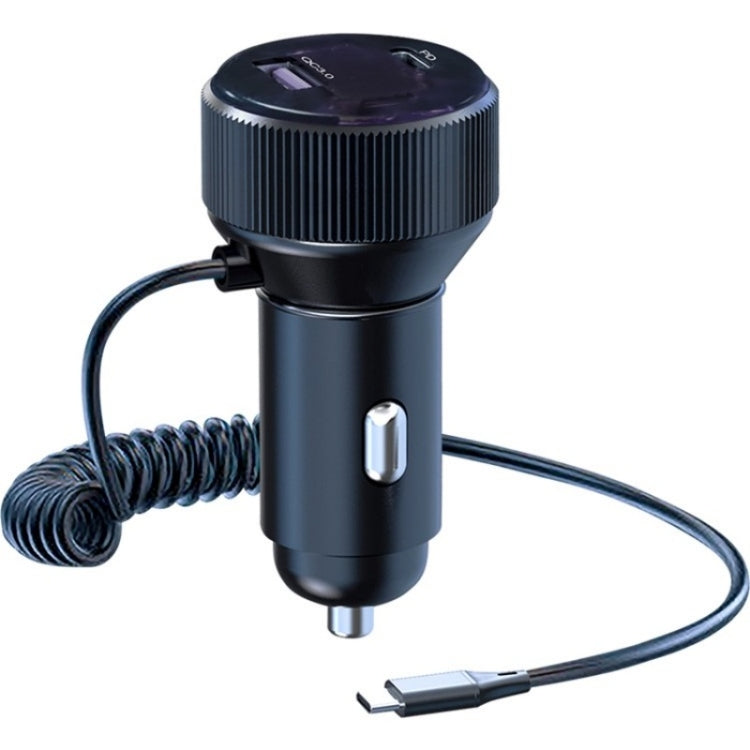 K18A PD 30W Retractable Type-C Cable USB+Type-C Dual Port Aluminum Alloy Car Charger - Car Charger by PMC Jewellery | Online Shopping South Africa | PMC Jewellery | Buy Now Pay Later Mobicred