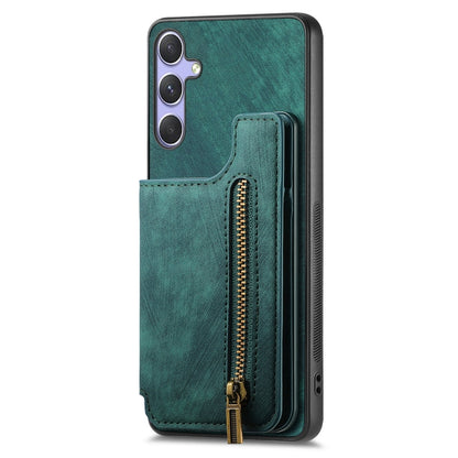 For Samsung Galaxy S25+ 5G Retro Leather Zipper Wallet Back Phone Case(Green) - Galaxy S25+ 5G Cases by PMC Jewellery | Online Shopping South Africa | PMC Jewellery | Buy Now Pay Later Mobicred