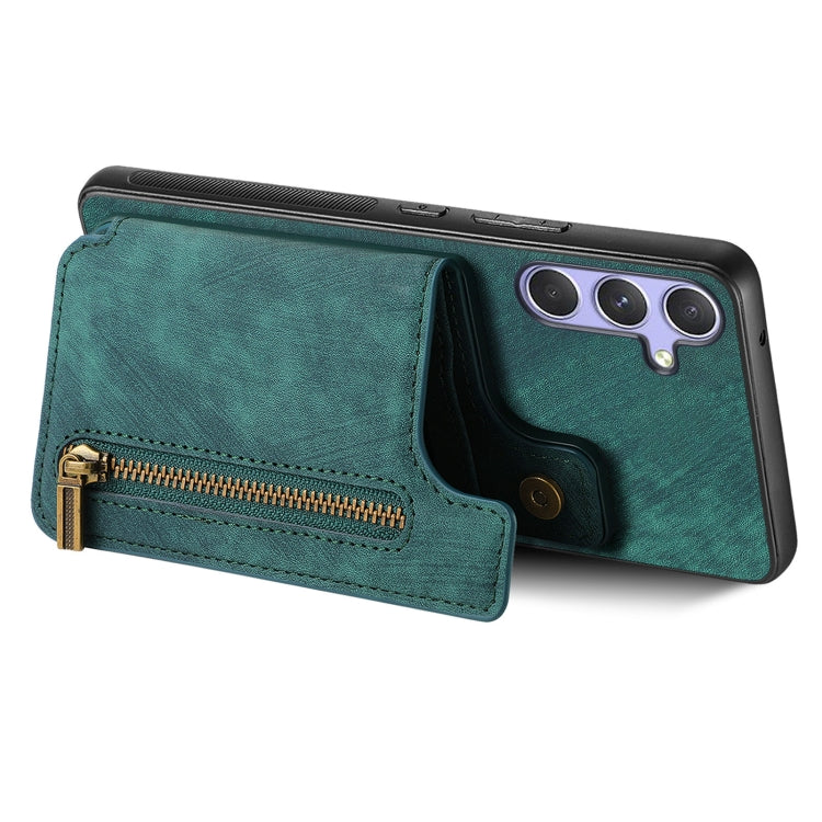 For Samsung Galaxy S25 Ultra 5G Retro Leather Zipper Wallet Back Phone Case(Green) - Galaxy S25 Ultra 5G Cases by PMC Jewellery | Online Shopping South Africa | PMC Jewellery | Buy Now Pay Later Mobicred