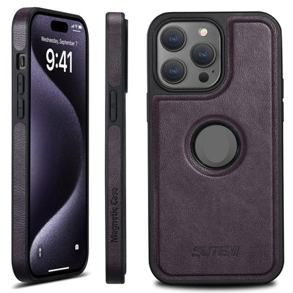 For iPhone 16 Pro Suteni G1 Magsafe Leather Back Phone Case(Purple) - iPhone 16 Pro Cases by Suteni | Online Shopping South Africa | PMC Jewellery | Buy Now Pay Later Mobicred