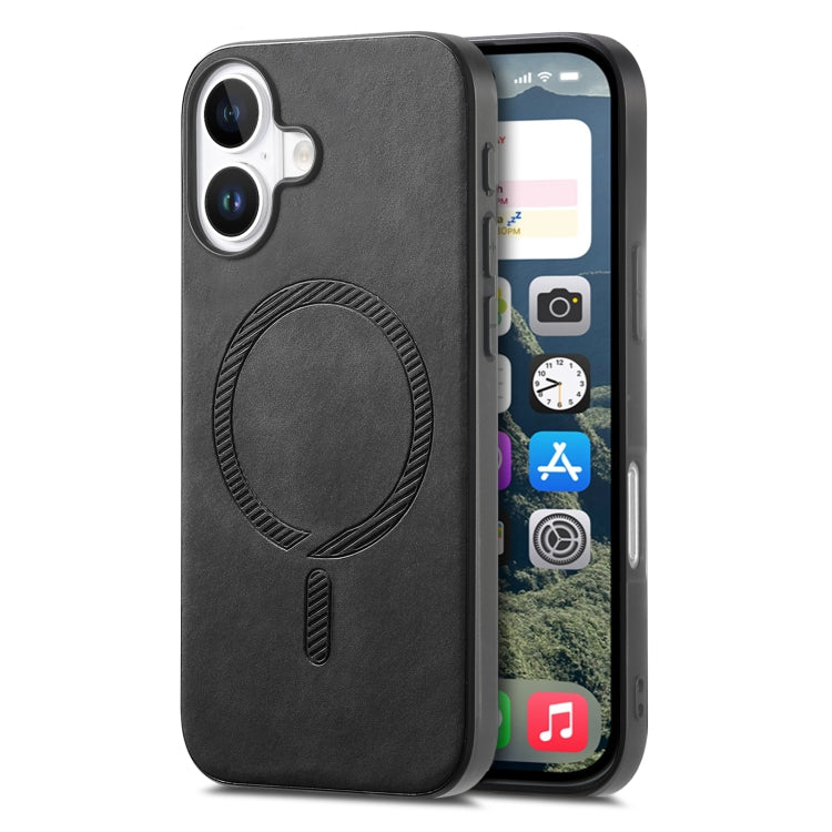 For iPhone 16 Plus Solid Color Retro Magsafe PU Back Cover Phone Case(Black) - free shipping - PMC Jewellery - Order now!