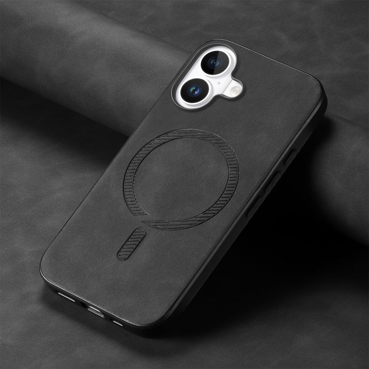 For iPhone 16 Plus Solid Color Retro Magsafe PU Back Cover Phone Case(Black) - free shipping - PMC Jewellery - Order now!