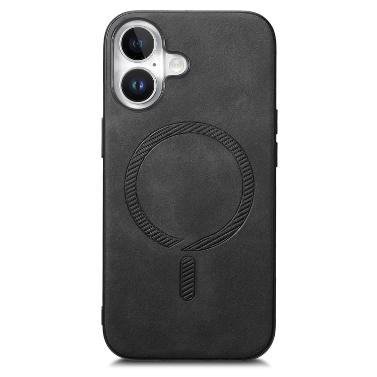 For iPhone 16 Plus Solid Color Retro Magsafe PU Back Cover Phone Case(Black) - free shipping - PMC Jewellery - Order now!