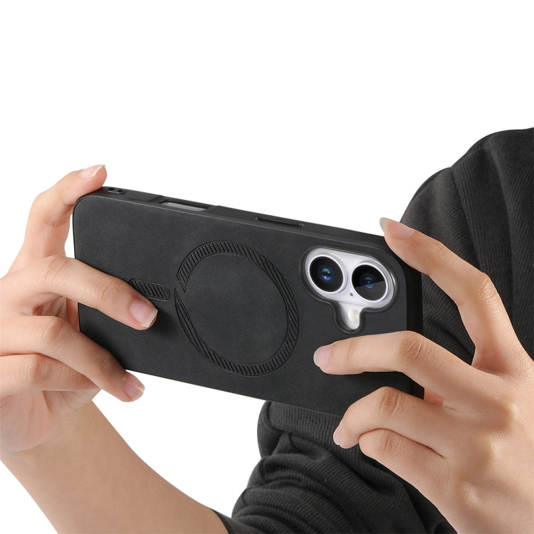 For iPhone 16 Plus Solid Color Retro Magsafe PU Back Cover Phone Case(Black) - free shipping - PMC Jewellery - Order now!