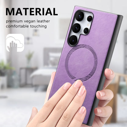 For Samsung Galaxy S25+ 5G Solid Color Retro Magsafe PU Back Cover Phone Case(Purple) - Galaxy S25+ 5G Cases by PMC Jewellery | Online Shopping South Africa | PMC Jewellery | Buy Now Pay Later Mobicred