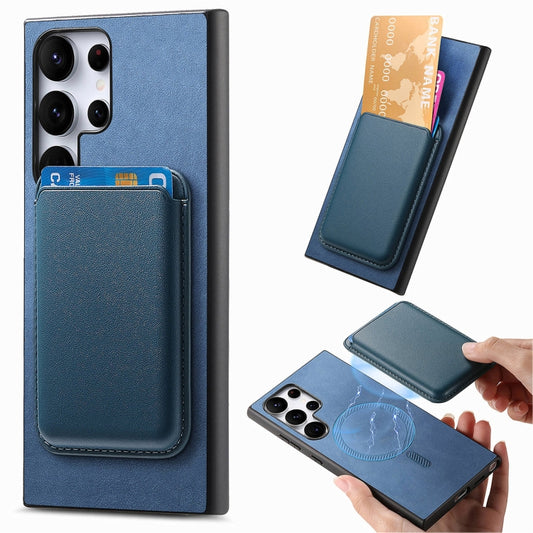 For Samsung Galaxy S25 Ultra 5G Retro Magsafe Card Bag PU Back Cover Phone Case(Blue) - Galaxy S25 Ultra 5G Cases by PMC Jewellery | Online Shopping South Africa | PMC Jewellery | Buy Now Pay Later Mobicred