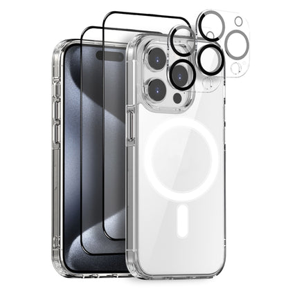 For iPhone 15 Pro Max NORTHJO 5 in 1 Magsafe Clear Phone Case with 2pcs Screen Film + 2pcs Rear Lens Film - iPhone 15 Pro Max Cases by NORTHJO | Online Shopping South Africa | PMC Jewellery | Buy Now Pay Later Mobicred