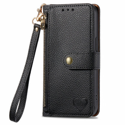 For Motorola Moto G Play 2024 Love Zipper Lanyard Leather Phone Case(Black) - Motorola Cases by PMC Jewellery | Online Shopping South Africa | PMC Jewellery | Buy Now Pay Later Mobicred