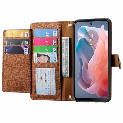 For Motorola Moto G Play 2024 Love Zipper Lanyard Leather Phone Case(Brown) - Motorola Cases by PMC Jewellery | Online Shopping South Africa | PMC Jewellery | Buy Now Pay Later Mobicred