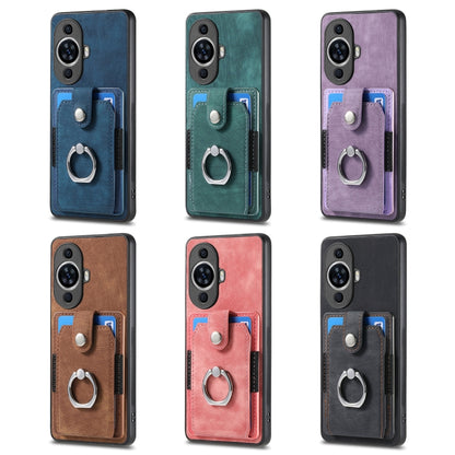 For Huawei Pura 70 Retro Skin-feel Ring Card Wallet Phone Case(Purple) - Huawei Cases by PMC Jewellery | Online Shopping South Africa | PMC Jewellery | Buy Now Pay Later Mobicred