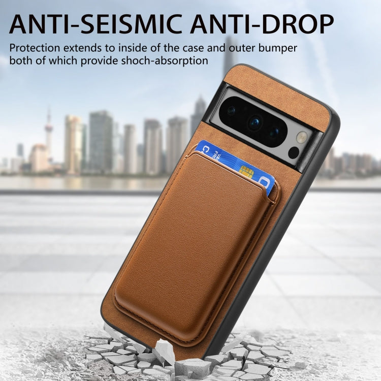 For Google Pixel 9 Pro Retro Magsafe Card Bag PU Back Cover Phone Case(Brown) - Google Cases by PMC TechLife | Online Shopping South Africa | PMC TechLife | Buy Now Pay Later Mobicred