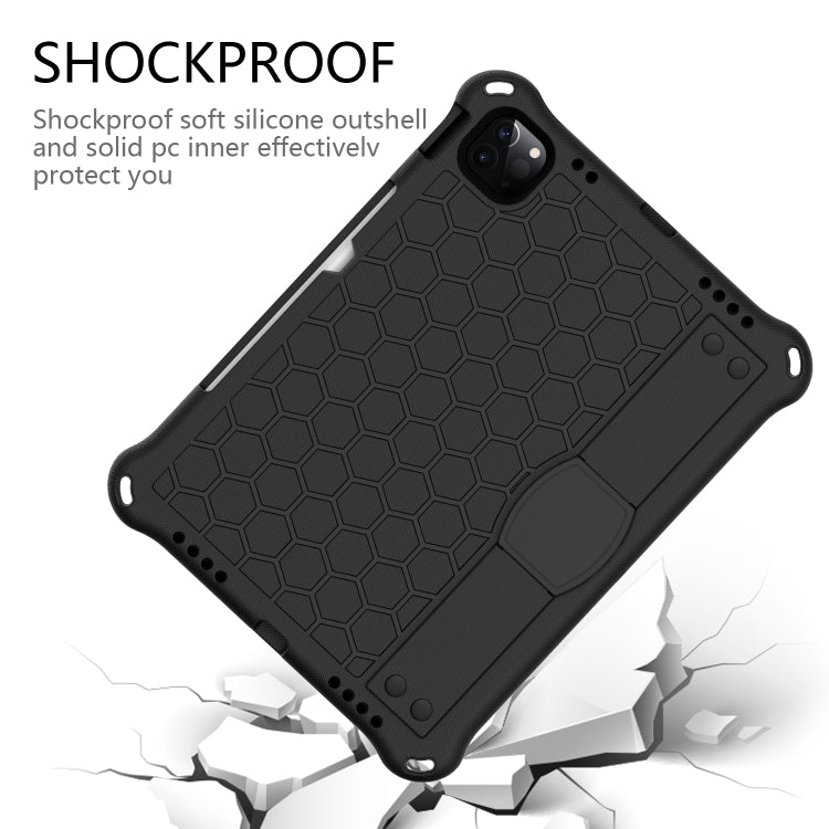 For iPad Pro 11 2024 Honeycomb EVA Hybrid PC Tablet Case with Strap(Black+Black) - iPad Pro 11 2024 Cases by PMC TechLife | Online Shopping South Africa | PMC TechLife | Buy Now Pay Later Mobicred