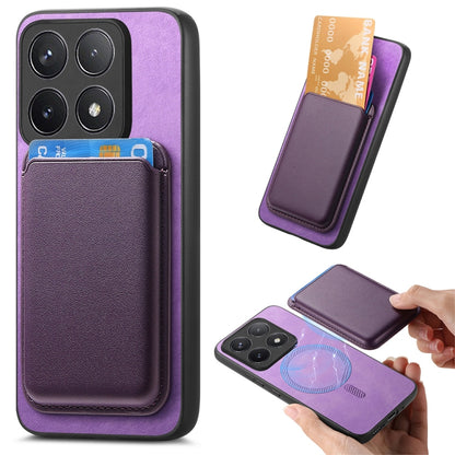 For Xiaomi Redmi K70 / K70 Pro 5G Retro Magsafe Card Bag PU Back Cover Phone Case(Purple) - K70 Pro Cases by PMC Jewellery | Online Shopping South Africa | PMC Jewellery | Buy Now Pay Later Mobicred