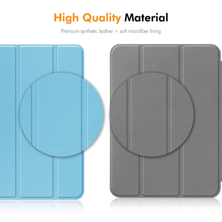 For iPad Pro 11 2024 ENKAY Tri-fold Custer Texture Platic Leather Smart Tablet Case(Light Blue) - iPad Pro 11 2024 Cases by ENKAY | Online Shopping South Africa | PMC TechLife | Buy Now Pay Later Mobicred