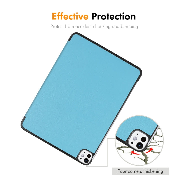 For iPad Pro 13 2024 ENKAY Tri-fold Custer Texture Platic Leather Smart Tablet Case(Grey) - iPad Pro 13 2024 Cases by ENKAY | Online Shopping South Africa | PMC TechLife | Buy Now Pay Later Mobicred