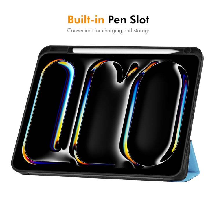 For iPad Pro 11 2024 ENKAY Tri-fold Custer Texture TPU Leather Smart Tablet Case with Pen Slot(Black) - iPad Pro 11 2024 Cases by ENKAY | Online Shopping South Africa | PMC TechLife | Buy Now Pay Later Mobicred