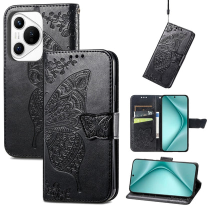 For Huawei Pura 70 Butterfly Love Flower Embossed Leather Phone Case(Black) - Huawei Cases by PMC Jewellery | Online Shopping South Africa | PMC Jewellery | Buy Now Pay Later Mobicred