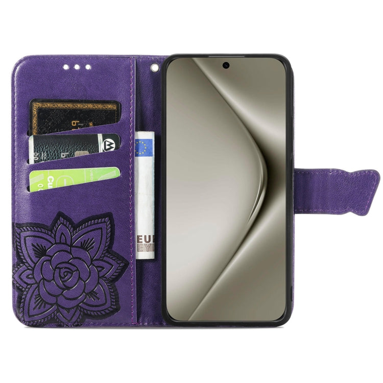 For Huawei Pura 70 Pro Butterfly Love Flower Embossed Leather Phone Case(Purple) - Huawei Cases by PMC Jewellery | Online Shopping South Africa | PMC Jewellery | Buy Now Pay Later Mobicred