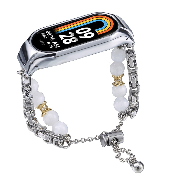 For Xiaomi Mi Band 8 Crystal Beaded Onyx Watch Band(Silver+Copper Collar) - free shipping - PMC TechLife - Order now!