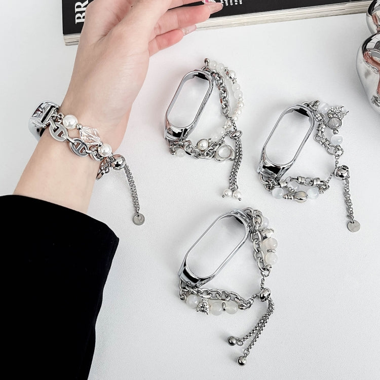 For Xiaomi Mi Band 3 / 4 Crystal Beaded Onyx Watch Band(Silver+Butterfly) - free shipping - PMC TechLife - Order now!