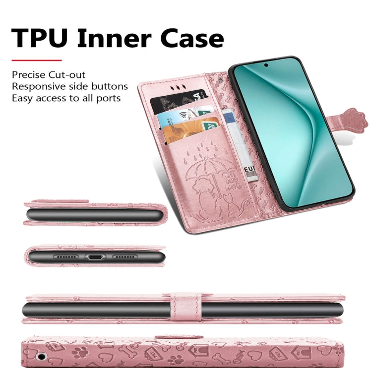 For Huawei Pura 70 Cat and Dog Embossed Leather Phone Case(Green) - Huawei Cases by PMC Jewellery | Online Shopping South Africa | PMC Jewellery | Buy Now Pay Later Mobicred