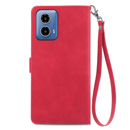 For Motorola Moto G Play 2024 Embossed Flower Zipper Leather Phone Case(Red) - Motorola Cases by PMC Jewellery | Online Shopping South Africa | PMC Jewellery | Buy Now Pay Later Mobicred