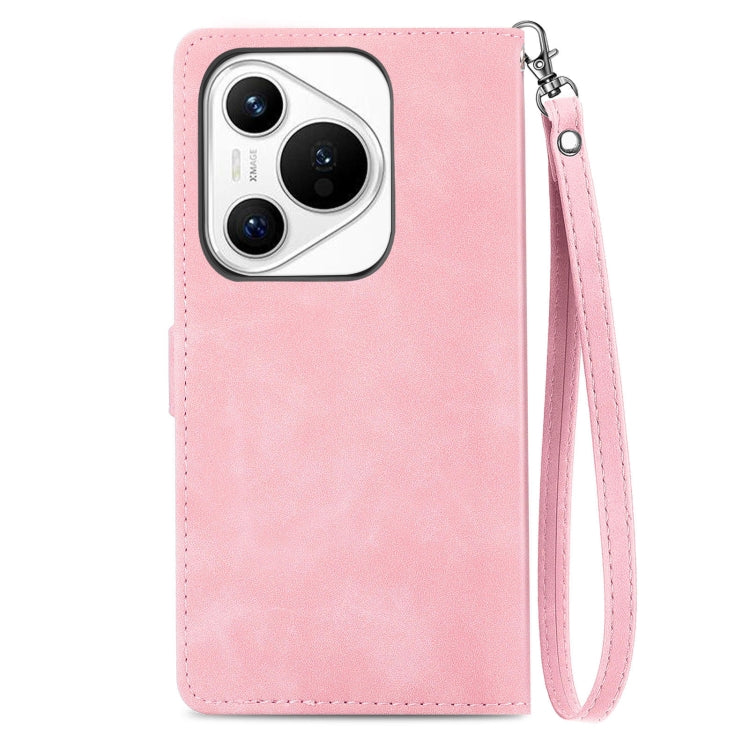 For Huawei Pura 70 Pro+ Embossed Flower Zipper Leather Phone Case(Pink) - Huawei Cases by PMC Jewellery | Online Shopping South Africa | PMC Jewellery | Buy Now Pay Later Mobicred