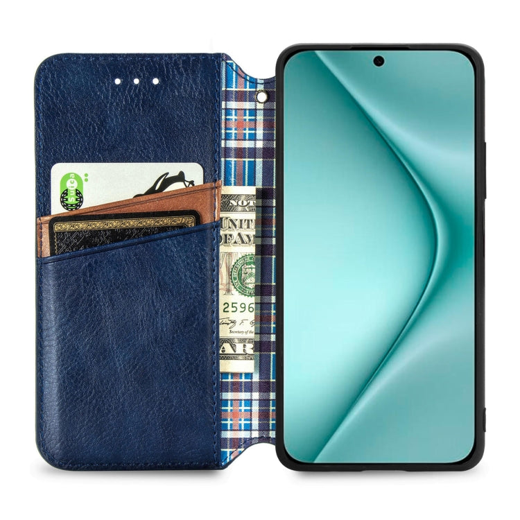 For Huawei Pura 70 Cubic Grid Pressed Magnetic Leather Phone Case(Blue) - Huawei Cases by PMC Jewellery | Online Shopping South Africa | PMC Jewellery | Buy Now Pay Later Mobicred