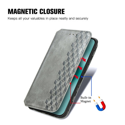 For Huawei Pura 70 Cubic Grid Pressed Magnetic Leather Phone Case(Gray) - Huawei Cases by PMC Jewellery | Online Shopping South Africa | PMC Jewellery | Buy Now Pay Later Mobicred