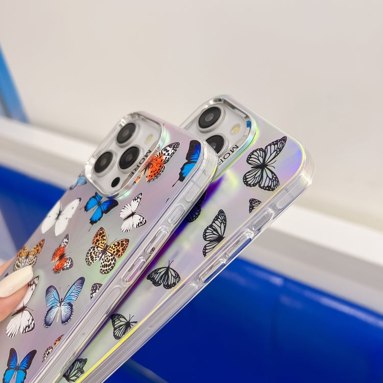 For iPhone 16 Pro Electroplating Laser Butterfly Phone Case(Blue Butterflies AB4) - iPhone 16 Pro Cases by PMC TechLife | Online Shopping South Africa | PMC TechLife | Buy Now Pay Later Mobicred