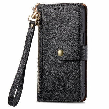 For Huawei Pura 70 Love Zipper Lanyard Leather Phone Case(Black) - Huawei Cases by PMC Jewellery | Online Shopping South Africa | PMC Jewellery | Buy Now Pay Later Mobicred