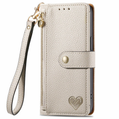 For Huawei Pura 70 Love Zipper Lanyard Leather Phone Case(Gray) - Huawei Cases by PMC Jewellery | Online Shopping South Africa | PMC Jewellery | Buy Now Pay Later Mobicred