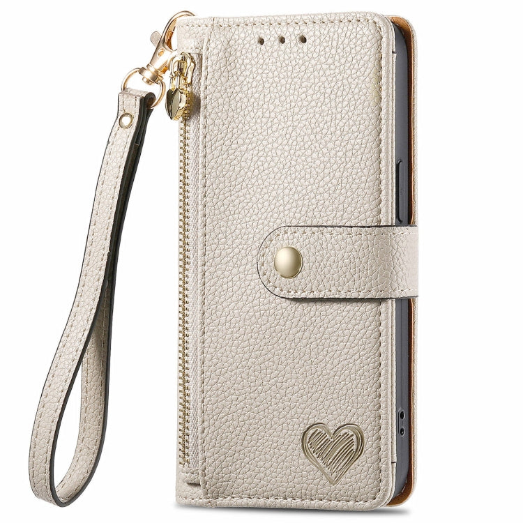 For Huawei Pura 70 Pro Love Zipper Lanyard Leather Phone Case(Gray) - Huawei Cases by PMC Jewellery | Online Shopping South Africa | PMC Jewellery | Buy Now Pay Later Mobicred