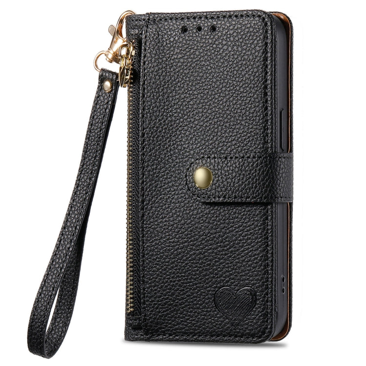 For Huawei Pura 70 Ultra Love Zipper Lanyard Leather Phone Case(Black) - Huawei Cases by PMC Jewellery | Online Shopping South Africa | PMC Jewellery | Buy Now Pay Later Mobicred