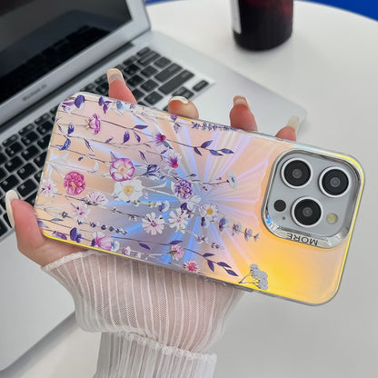 For iPhone 16 Electroplating Laser Flower Texture TPU Phone Case(Zinnia AH9) - iPhone 16 Cases by PMC Jewellery | Online Shopping South Africa | PMC Jewellery | Buy Now Pay Later Mobicred