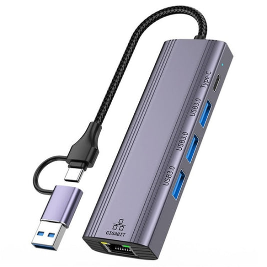 T513 USB-A / Type-C to USB3.0 x 3 + USB-C + Gigabit Laptop Adapter Docking Station - HUB with Lan adapter by PMC Jewellery | Online Shopping South Africa | PMC Jewellery | Buy Now Pay Later Mobicred