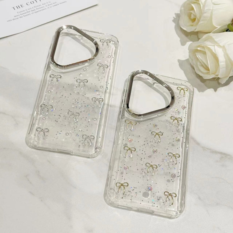 For Huawei Pura 70 Pro Small Fresh Bow TPU Phone Case(Silver Bow) - Huawei Cases by PMC Jewellery | Online Shopping South Africa | PMC Jewellery | Buy Now Pay Later Mobicred